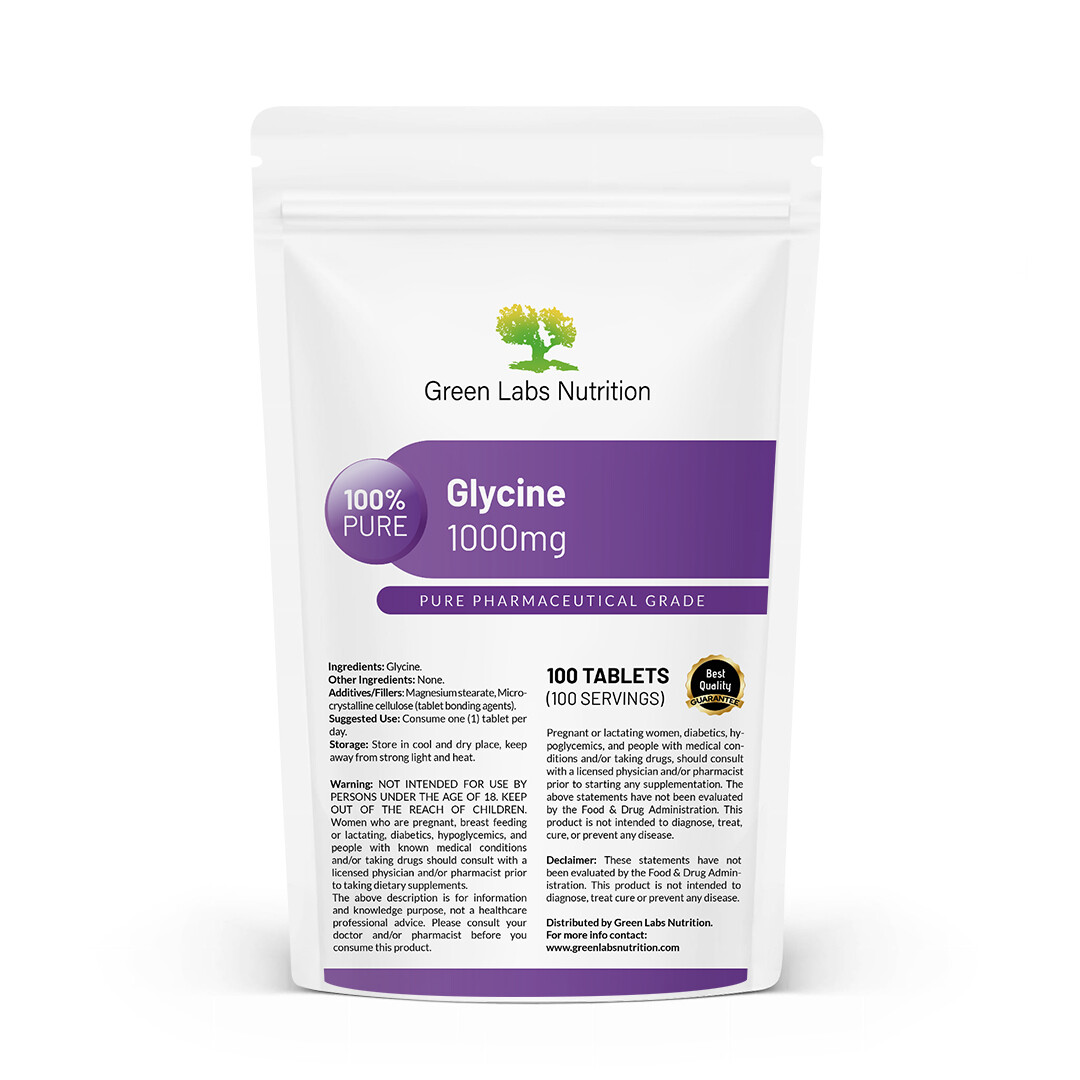 GLICINA 1000mg TABLETAS GLYCINE NEUROTRANSMISOR MEJORA LA CALIDAD DEL SUEÑO