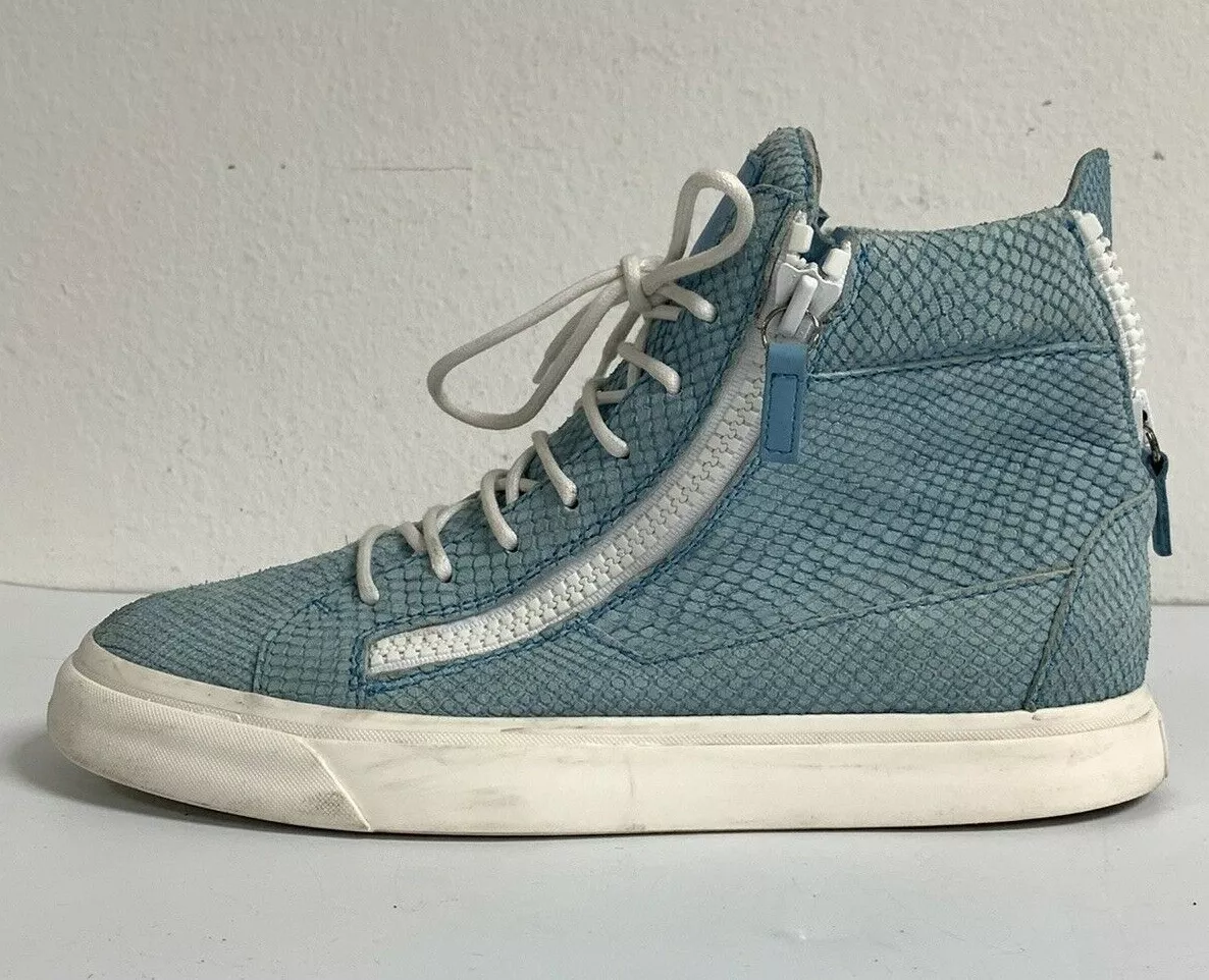 Giuseppe Zanotti Acquario Light Blue Snakeskin Print High Tops