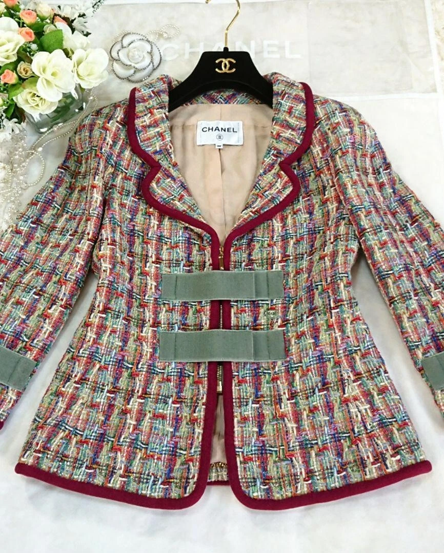Giacca Chanel cappotto esterno tweed logo charm donna taglia 38 articolo molto raro
