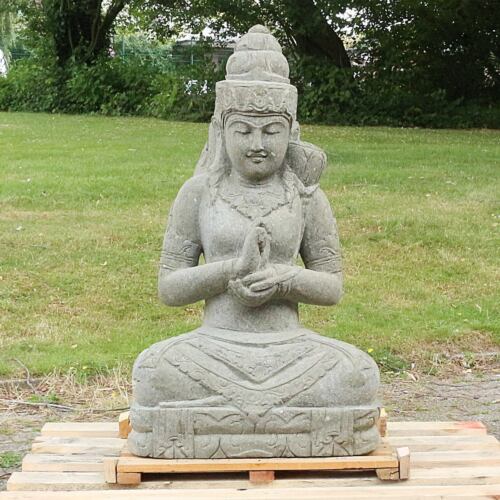 Dewi Tara Stein Figur Gartenfigur Steinfigur sitzend Massiv Greenstone 100 cm  - Bild 1 von 9