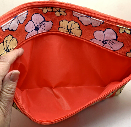 Life Is Good Orange Floral Cotton Cosmetic Bag - Picture 6 of 7