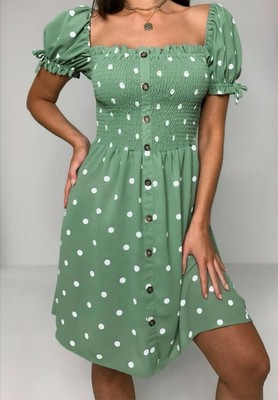 sage green polka dot dress