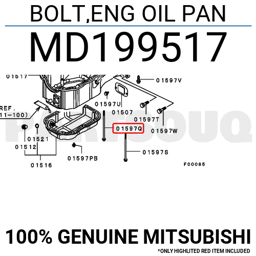 MD199517 Genuine Mitsubishi BOLT,ENG OIL PAN OEM | eBay 