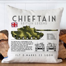 Chieftain Tank Cushion Cover Personalised Military Veteran Army Gift BP14
