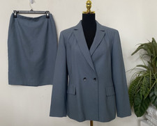Brooks Brothers Women's Blue 100 Wool 2 Piece Skirt Suit Size 10/8 EUC 345