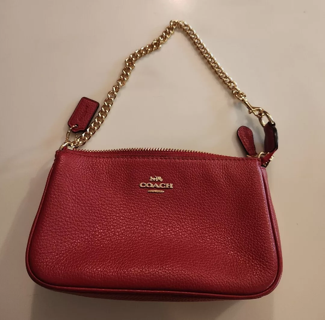 Coach Mini Pebbled leather Handbag Candy Apple Red