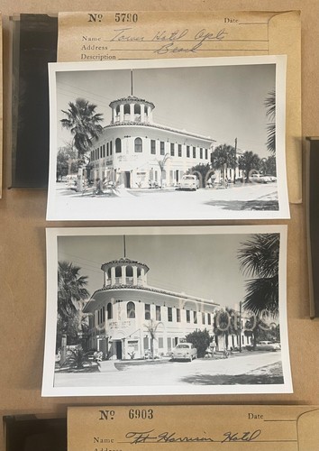 FOTOS Y NEGATIVOS DE PRENSA EN BLANCO Y NEGRO ÚNICOS DE COLECCIÓN DE LOS AÑOS 50 5 hoteles de playa Clearwater moteles certificado de autenticidad - Imagen 4 de 11