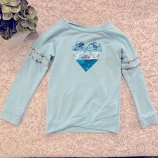 Light Blue Sequins Heart Little Girls Sweatshirt size 4