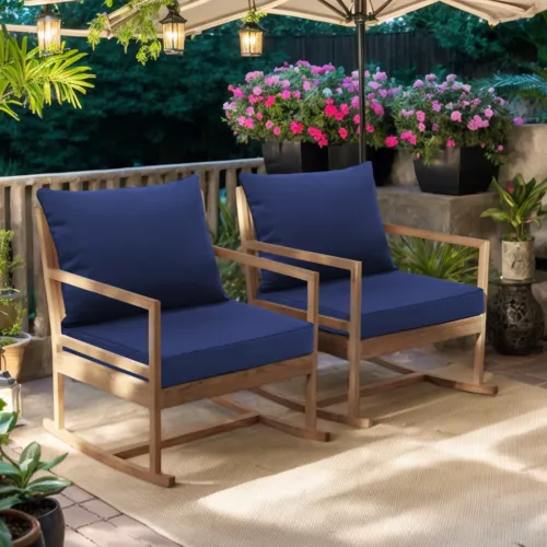 indoor Outdoor Patio Deep Seating Cushion Set with Ties Sofa Seat/Back Cushion - Picture 30 of 50