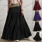 Women Pleated Skirt Maxi Vintage Casual Loose Ruffle Long Swing Dress Plus Size