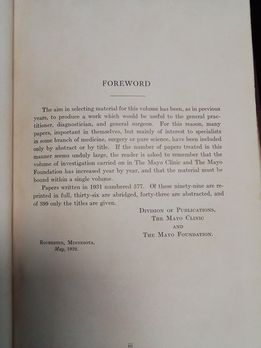 1932 Collected Papers of the Mayo Clinic and The Mayo Foundation Volume XXIII - Picture 5 of 10
