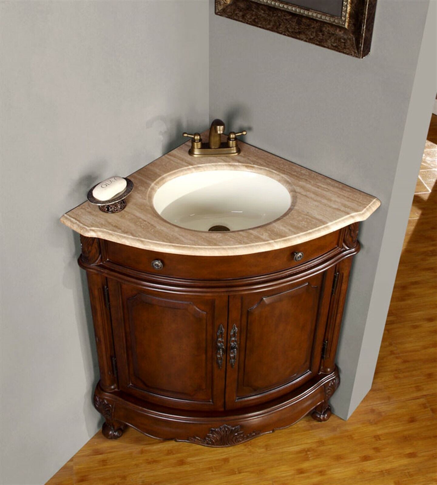Corner Sink Vanity Travertine Stone, Vanity Bathroom Sink Tops