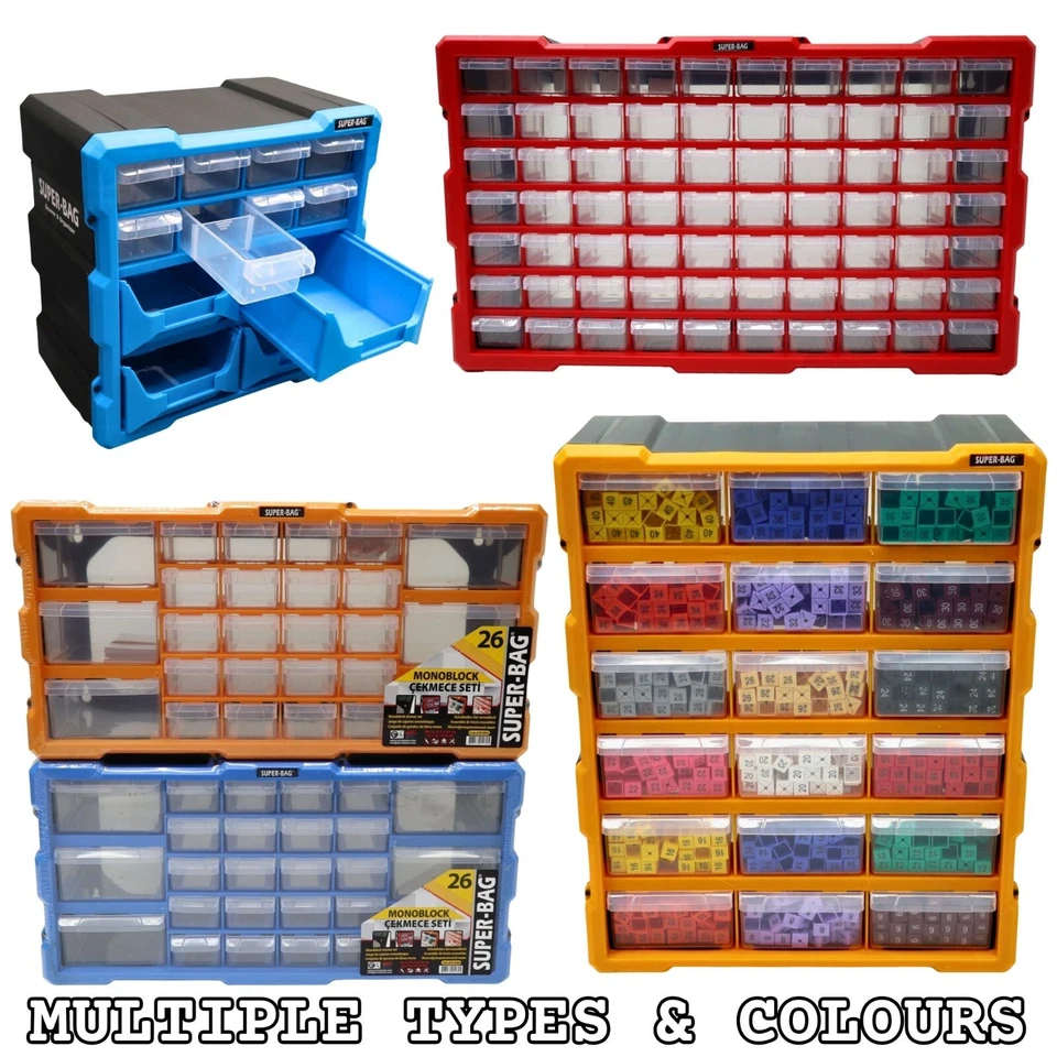 NEW Drawer & Plastic Parts Bin Storage Organiser Cabinets For Work Home Crafts