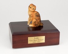 Scottish Fold Brown Cat Figurine Pet Cremation Urn Avail 3 Diff Colors 4 Sizes