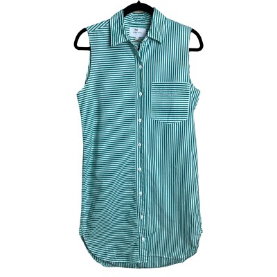 Current/Elliott Shirt Dress ''The Eden'' Green White Striped Women's Sz 1 (US 2-4)