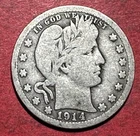 1914 US Barber SILVER Quarter "Philadelphia" Mint! Very Good! Old US Coin!