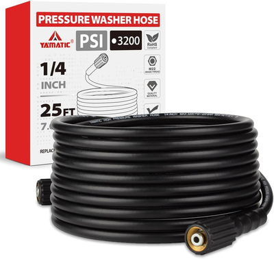 #ad 3200 PSI 25 FT Pressure Washer Hose 1 4quot; M22 14Mm Brass Thread Replacement $32.30