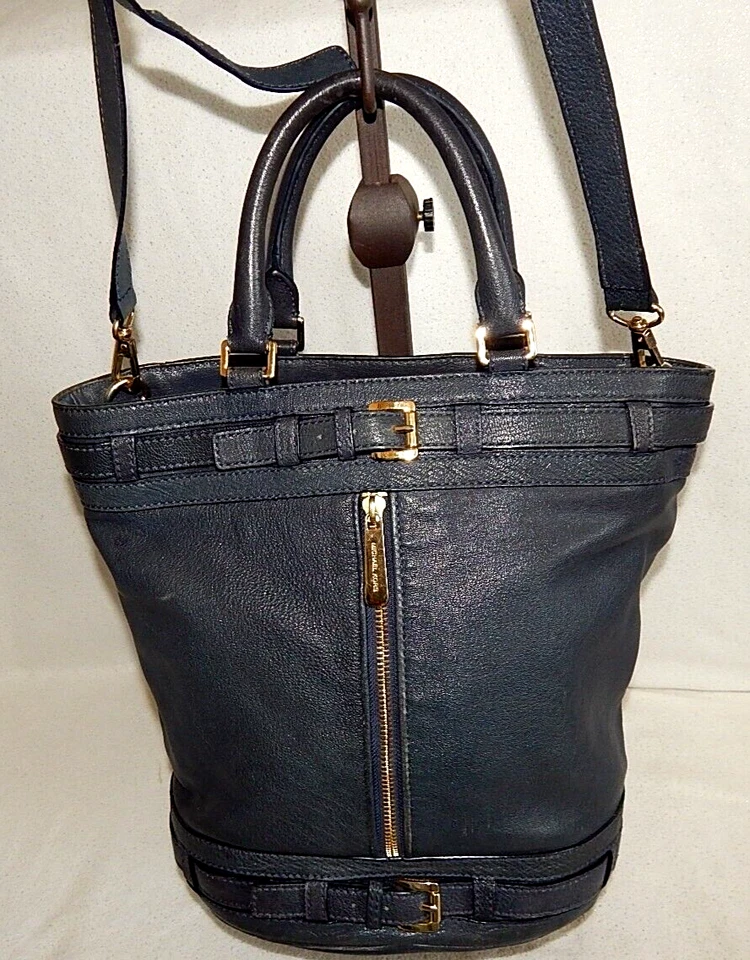Michael Kors Bolso de Mano Cartera Kingsbury Bucket D-1010 Bolso Demin Cuero Azul 2 Vías Foto 2 de 4
