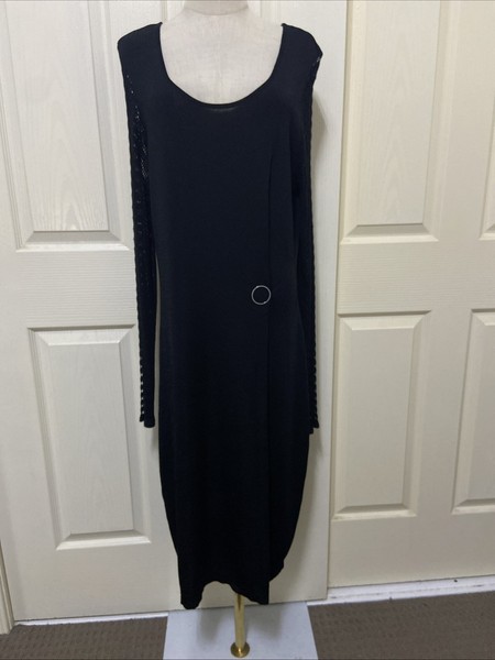 NWT TABLE EIGHT Renee Black Long Sleeve Knit Dress  ~ Size L RRP $129