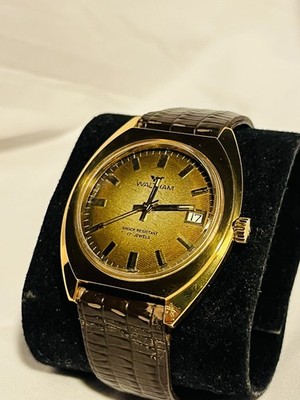 Vintage 60 s-70 s Waltham 17j Incabloc Mens Swiss Cats Eye Dial Mechanical Watch