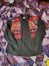 Vintage Desert West Sherry Holt Western Shirt Womens Large Black Aztec Cowboy