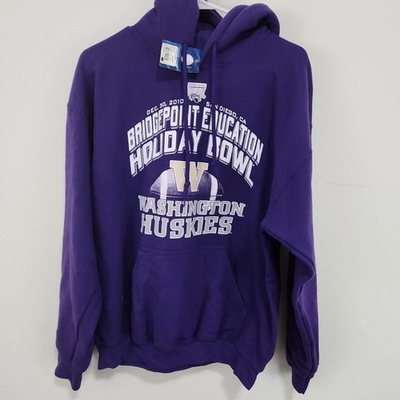 #ad Washington Huskies 2010 Holiday Bowl Pullover Hoodie Sweater Mens Size M $29.99