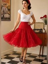 NWT GRACE KARIN 50  RED womens PETTICOAT CRINOLINE Dancing swing SKIRT womens XL