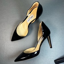 Jimmy Choo Liz 85 Black Patent Leather D Orsay Pointed Toe Heels Size 40