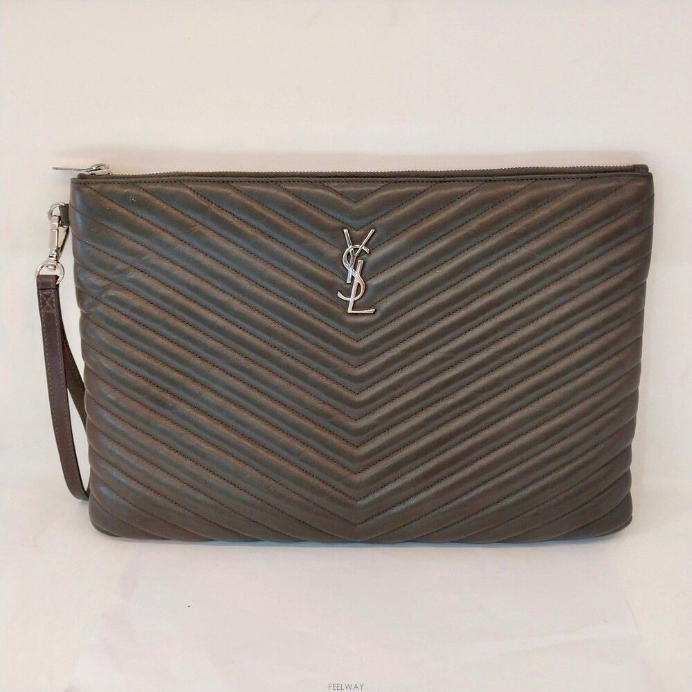 Borsa pochette Saint Laurent Matelassé tono argento 440222 138723003