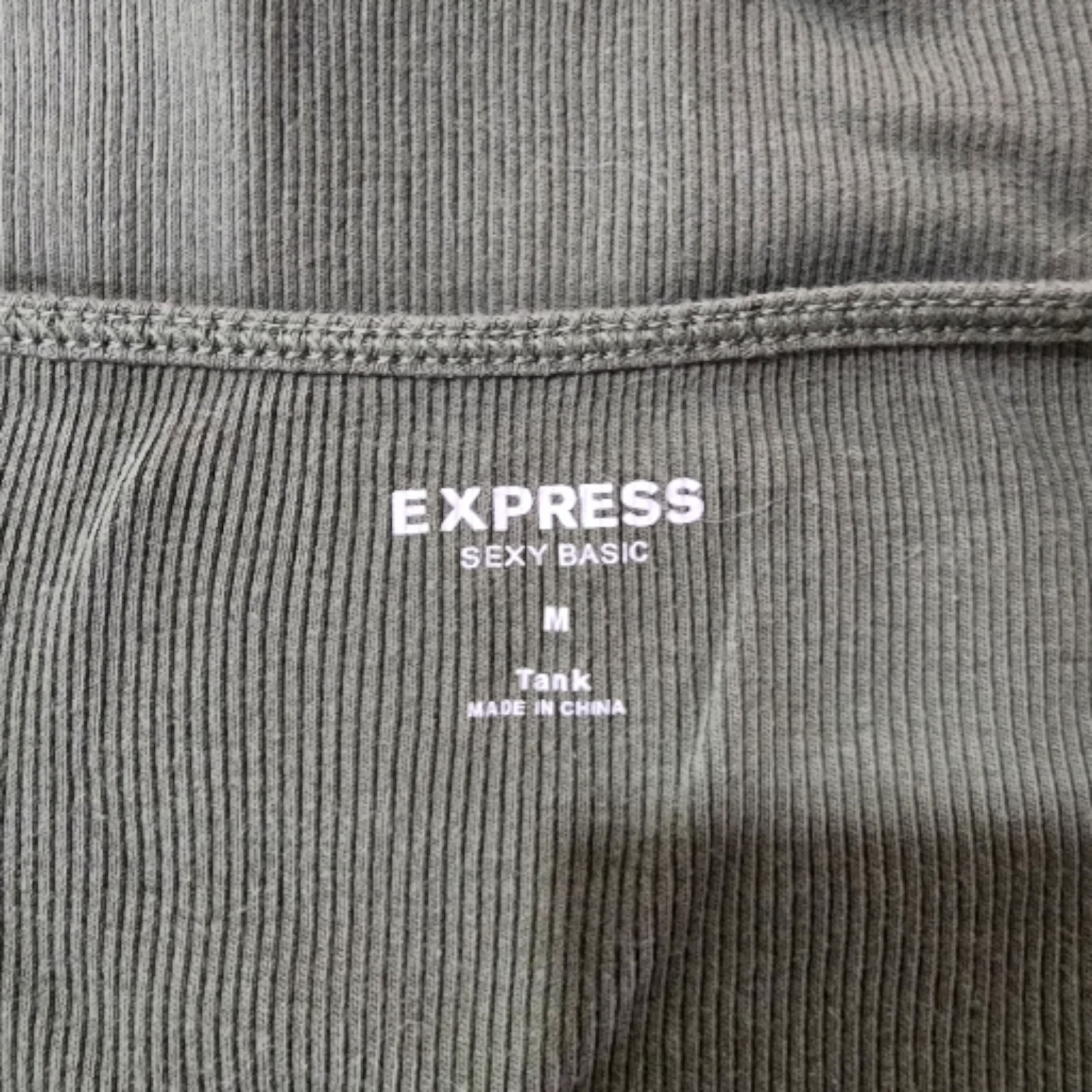Express Sexy Basic Tank Top Size Medium Green Seq… - image 4