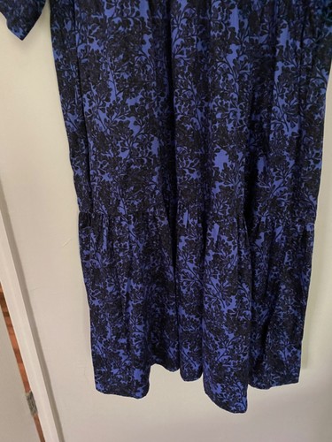 Blumen Rüschen Stufen Blau Kurzarm Prärie Landhaus Kern Boho Größe 2X Kleid - Bild 4 von 11