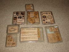 Eight Sets of Wood Block Stamps Most are Stampin' Up