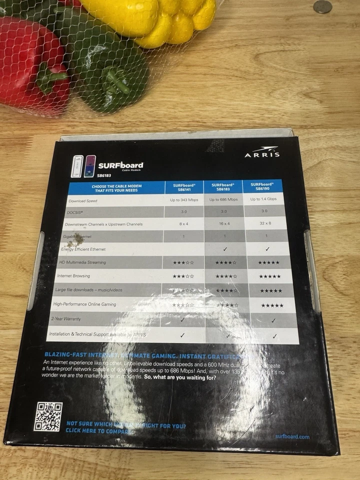 ARRIS SB6183 Surfboard Cable Modem, 16x4, 686 Mbps, DOCSIS 3.0, Black - Image 2 of 4