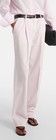Light Pink Cotton Wide-Leg Pleated Relaxed Fit Women's Dress Pants with Pockets — photo 1