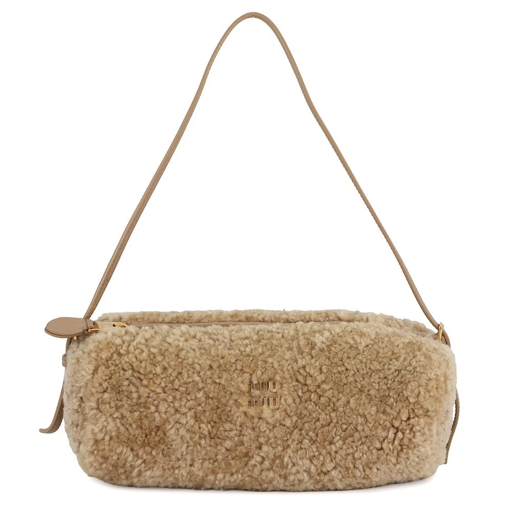Miu Miu — MIUMIU Pouch Leather/Shearling Beige 5NE851