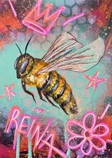 “Reina” (Queen) Original Bee Painting By Artist Tania Bolin
