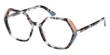 Marciano GM0389 092 Blue Tortoise Hexagon Plastic Eyeglasses Frame 55-17-140 GM