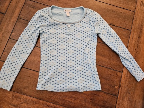 Blue Limited Too Justice Shirt Polka Dots Top Size 8 - Picture 1 of 3