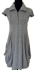 Philosophy Heather Grey Draped Pocket Dress W/ Collar Stretchy Sz XS Comfort