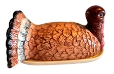 Ceramic Goblet Turkey Butter Dish Gorgeous Detail 