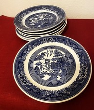 Vintage Blue Willow China Plates Collection 9 1/8" Assorted Makers