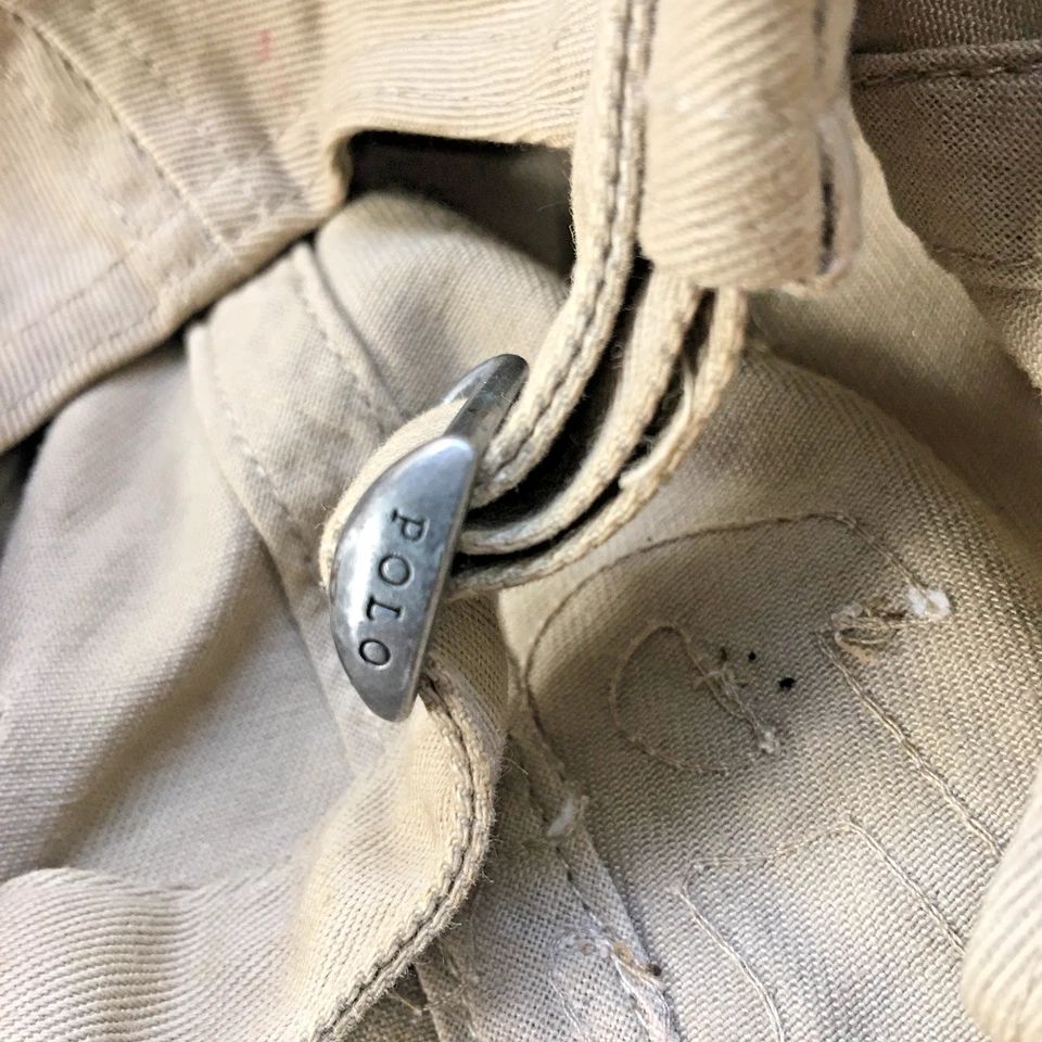 Gorra de béisbol deportiva vintage bronceada Polo Ralph Lauren con logotipo de fieltro azul marino OSFA Foto 4 de 4