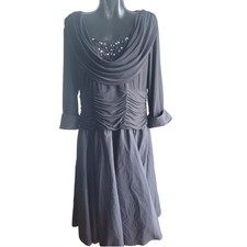 Laura Black Beaded Draped Neckline Formal Party Evening Gown Size 16W