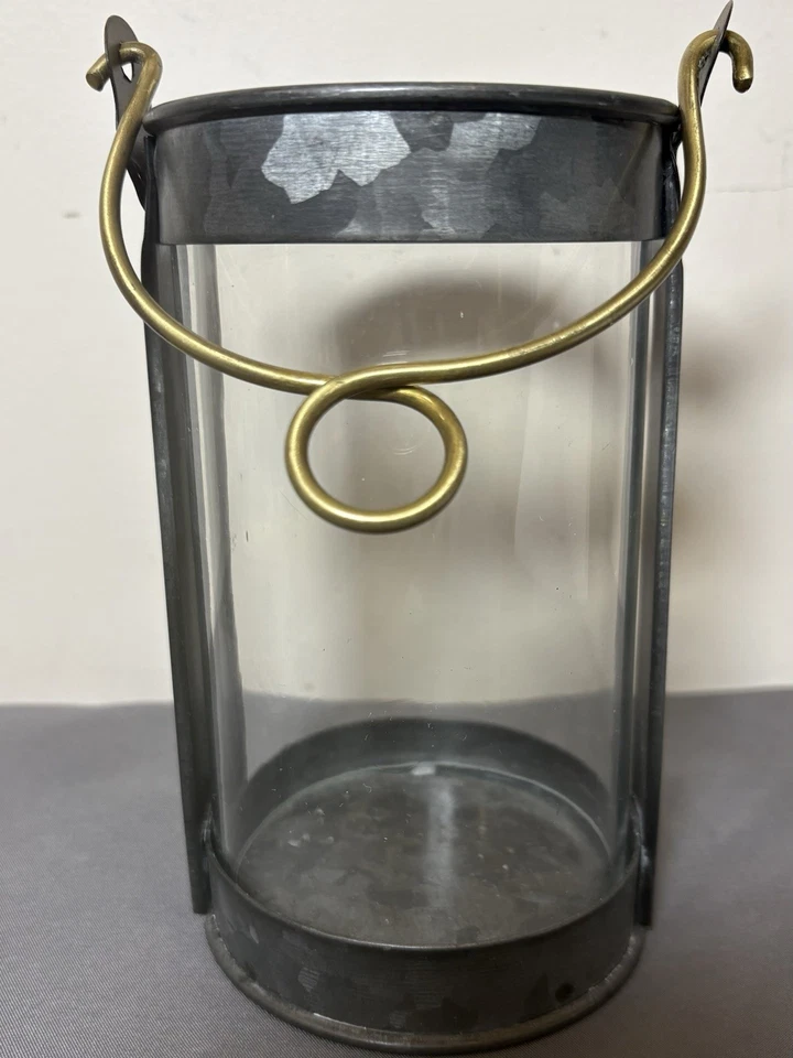 Cilindro de vidro furacão vela lanterna estrutura de metal alça decoração interna externa - Imagem 3 de 4