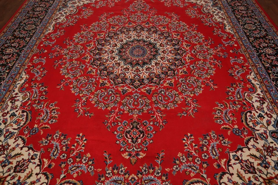 Alfombra Turca Medallón Rojo 10x13 Alfombra Estilo Tradicional para Salón Foto 4 de 4