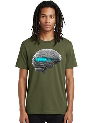 Brain-75 Mens Graphic Tee, 100% Cotton, Casual Summer Wear