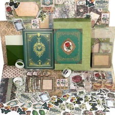 Scrapbooking Kit (185 PCS), Medieval Chapter- Green Forest, Perfect for Bulle...