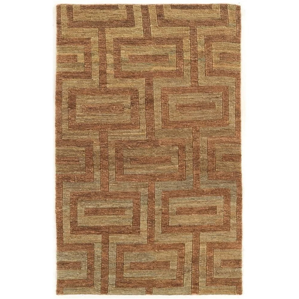Alfombra Linon Yute Soumak Tejida a Mano Cáñamo 8'x11' en Beige y Ruso Foto 2 de 3