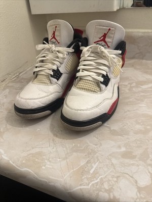 Air Jordan 4 Men's Retro Black/Fire Red Cement Grey, Size 11