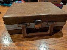 Vintage 16 Cassette Tape Briefcase Faux Leather Storage Case Brown